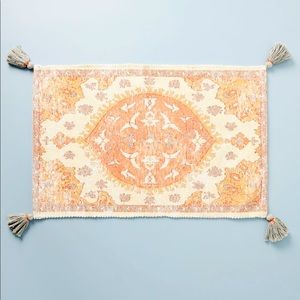 Anthropologie Peach and Cream Tassel Bath Mat
